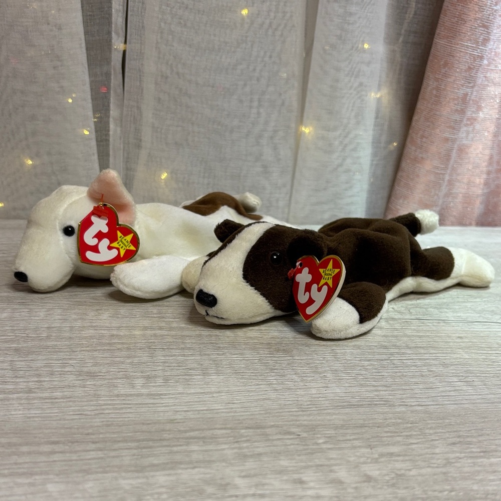 Ty Plush Dog Toy Duo - Cream and Brown